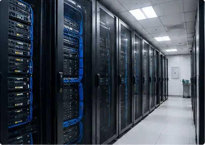 Ruang server dengan deretan server rack